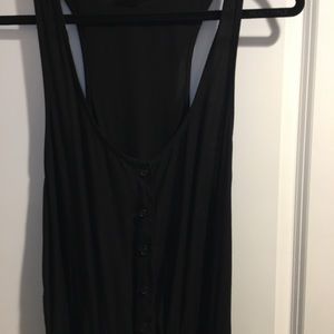 AQUA Front Button Jumpsuit w/pockets Black Large